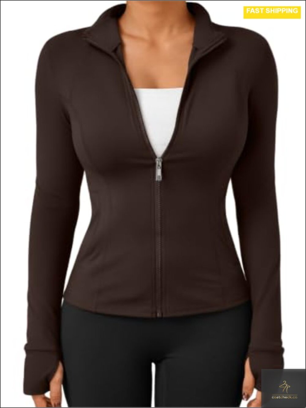Women's Zip Up Lightweight Running Jacket Thumbholes Full Zip Athletic
